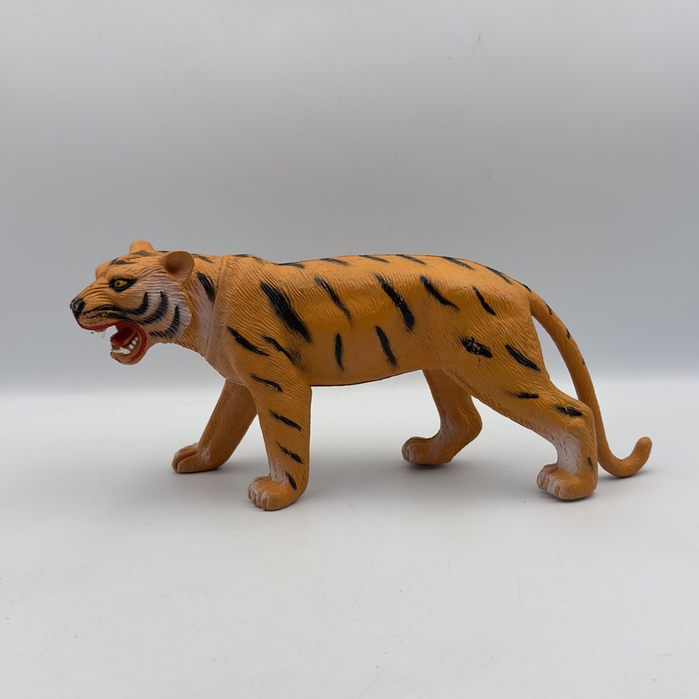 Vintage 1986 Imperial Toy Corp Tiger Figure Snarling Plastic Safari Animal 10" - Picture 3 of 10